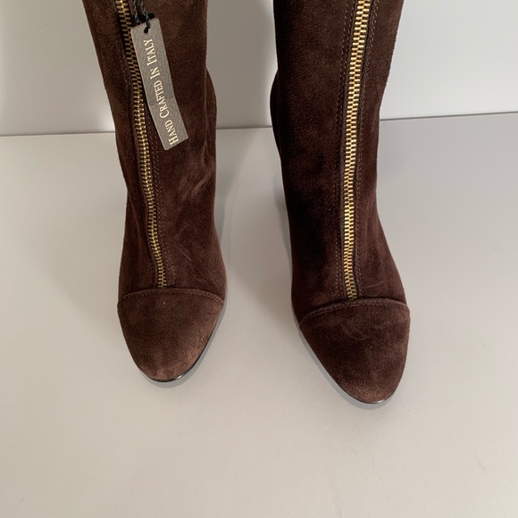 NWT, Brown suede boots, 3 inch heel, zip front - Picture 3 of 10